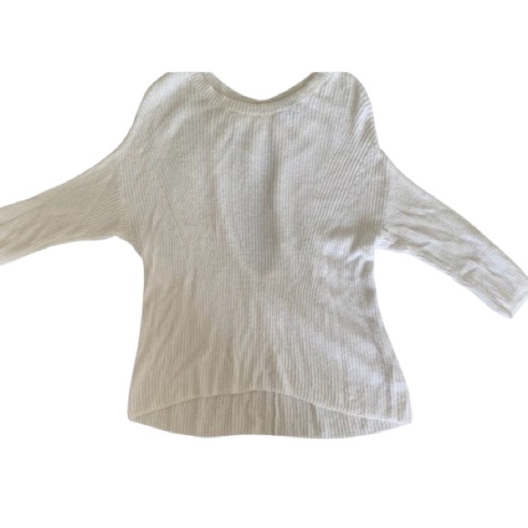 EXPRESS Sweater Oversized Cotton White Cut Out Back Hi Low Hem Scoop Neck VGUC - Picture 7 of 15